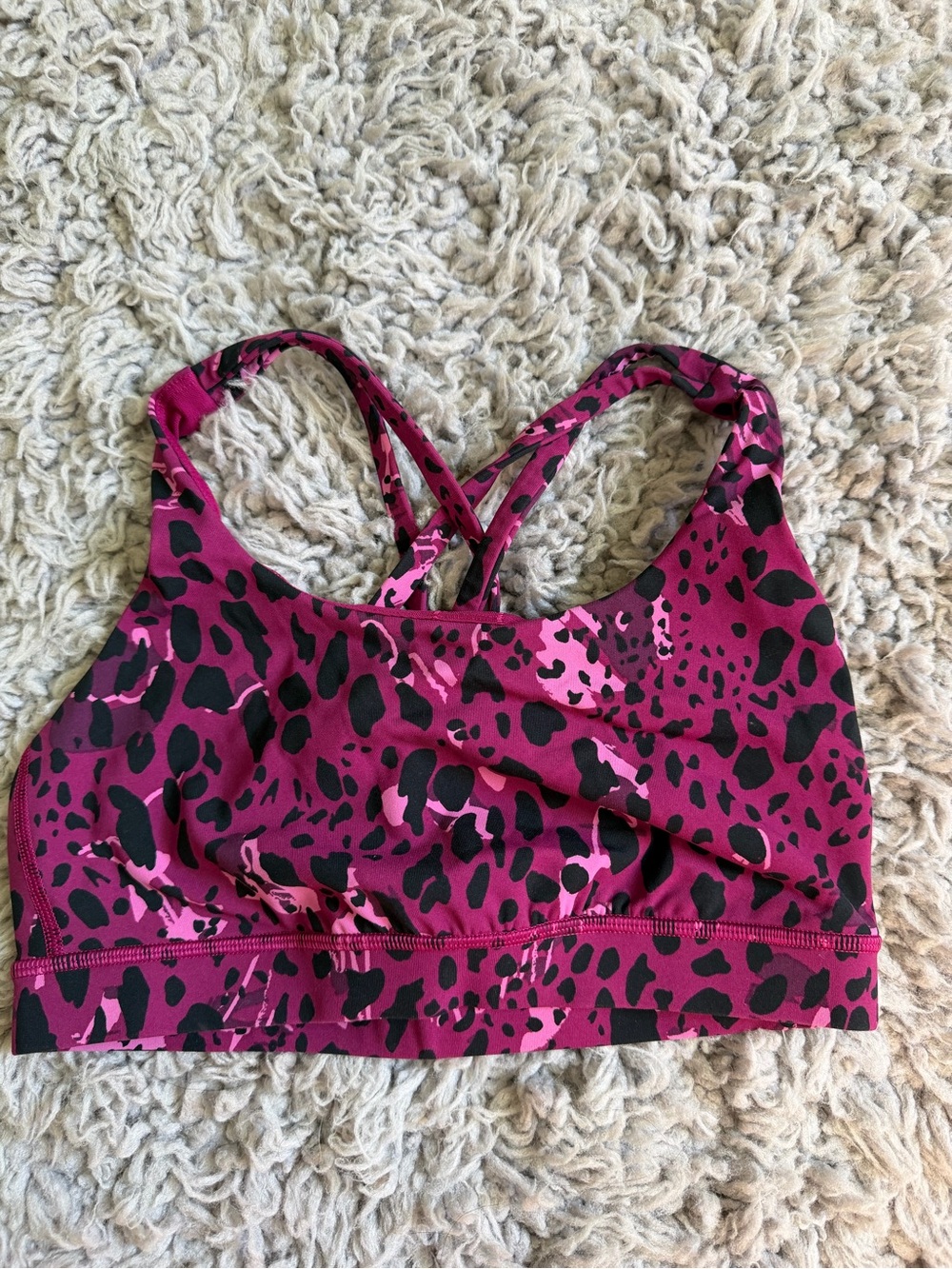 lululemon athletica Pink and Black Leopard Print Sports Bra